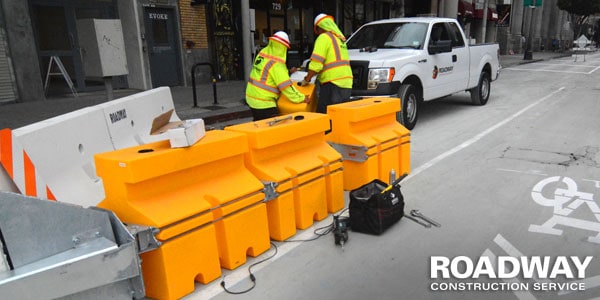 Water Filled Barricade Installation