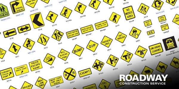 roadway construction traffic control signs list